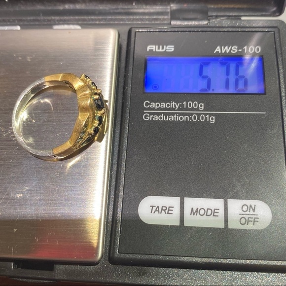 Gold Sterling Silver Vintage Sapphire Vintage SIZE 7 - Picture 7 of 17